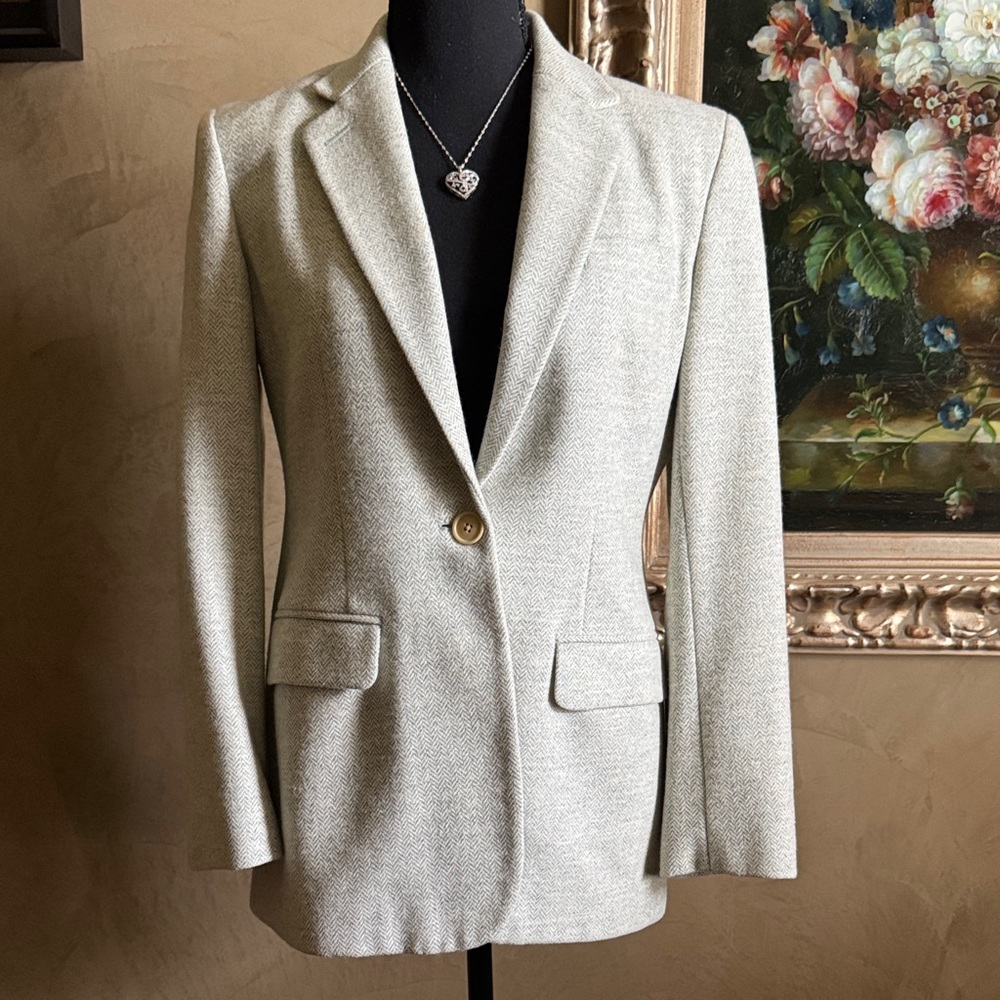 Lauren Ralph Lauren Sage Green Herringbone Blazer